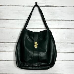 Olivia + Joy Dark Green Faux Leather Top Handle Bag Purse